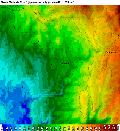 Santa Maria de Corcó elevation map