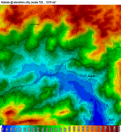 Kabala elevation map