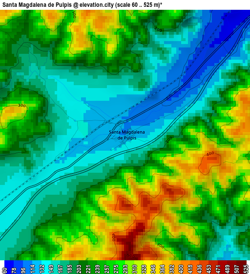 Santa Magdalena de Pulpis elevation map