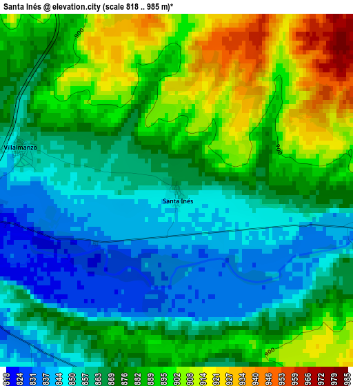 Santa Inés elevation map