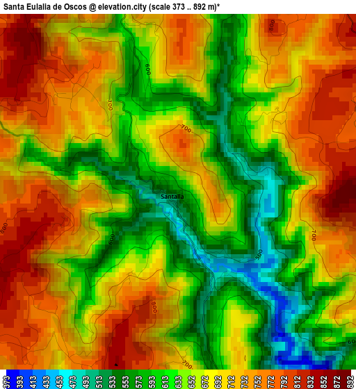 Santa Eulalia de Oscos elevation map