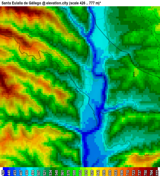 Santa Eulalia de Gállego elevation map