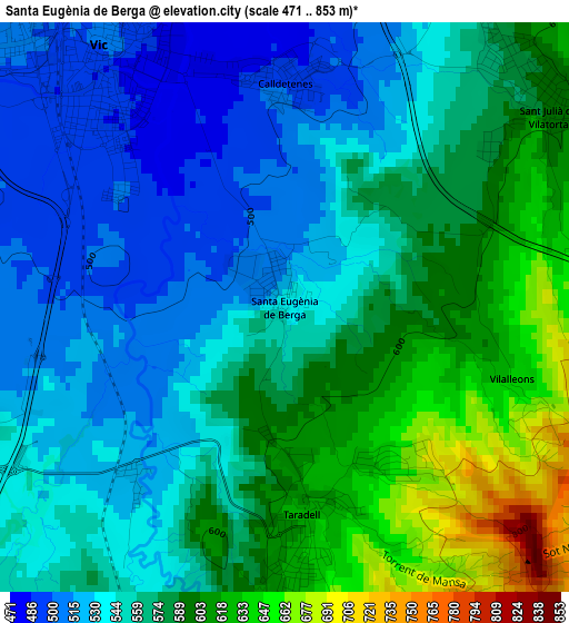 Santa Eugènia de Berga elevation map
