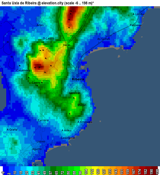 Santa Uxía de Ribeira elevation map