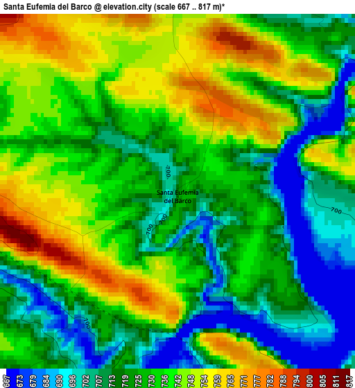 Santa Eufemia del Barco elevation map