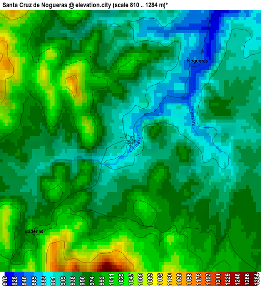 Santa Cruz de Nogueras elevation map