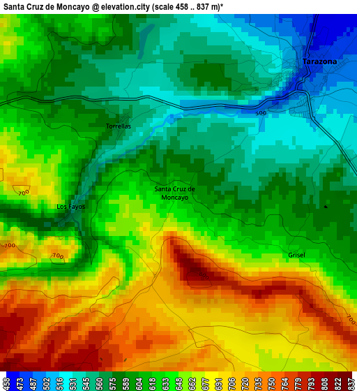 Santa Cruz de Moncayo elevation map