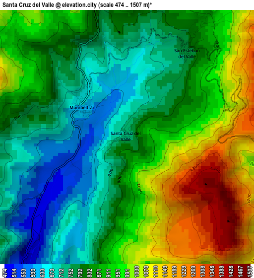 Santa Cruz del Valle elevation map