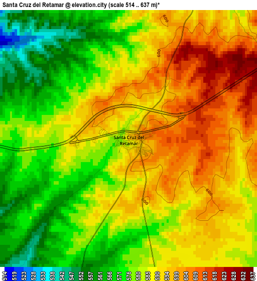 Santa Cruz del Retamar elevation map