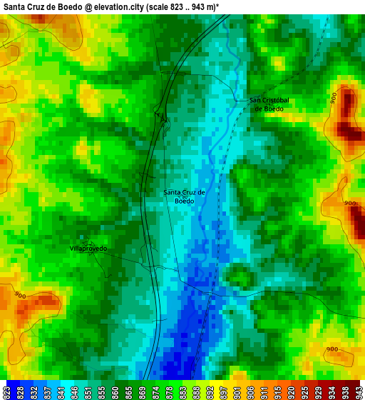 Santa Cruz de Boedo elevation map