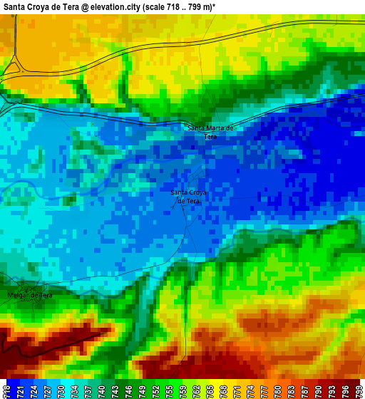 Santa Croya de Tera elevation map