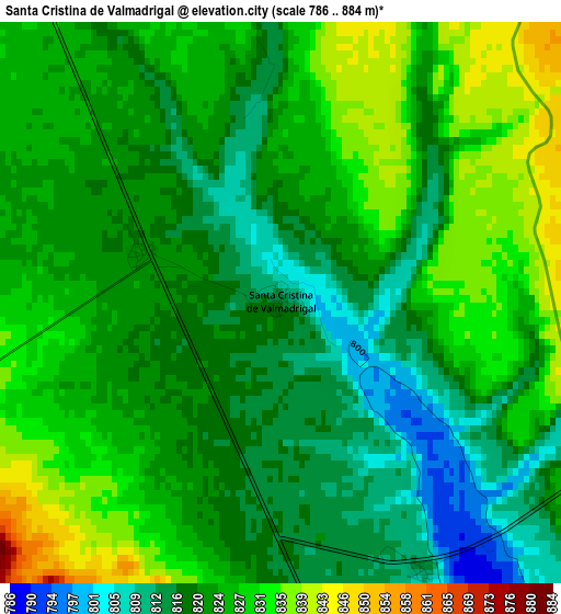 Santa Cristina de Valmadrigal elevation map