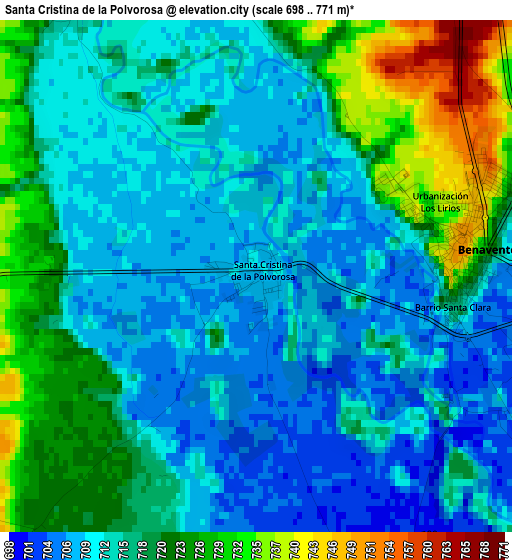 Santa Cristina de la Polvorosa elevation map