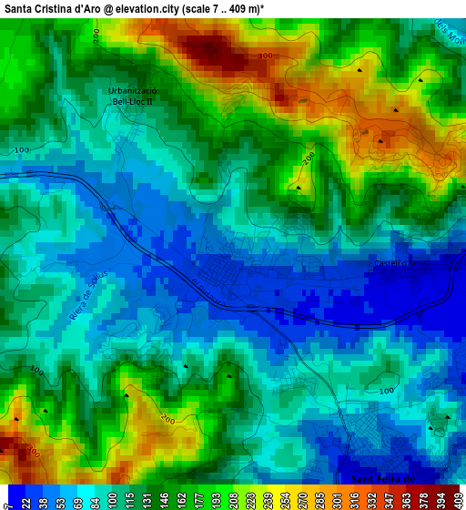 Santa Cristina d'Aro elevation map