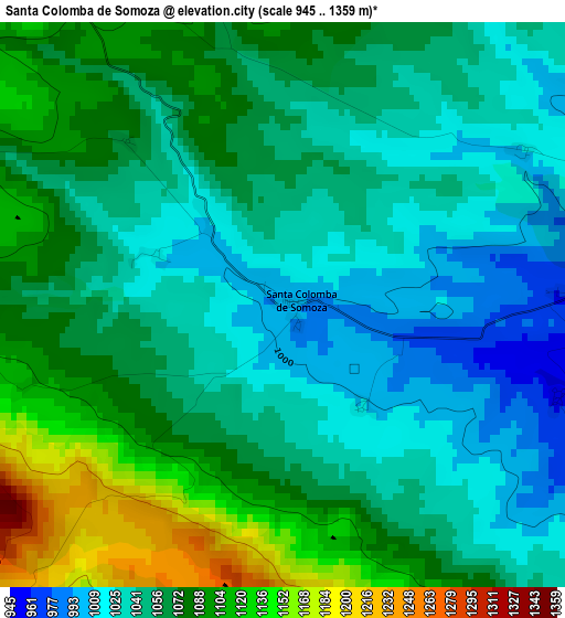 Santa Colomba de Somoza elevation map