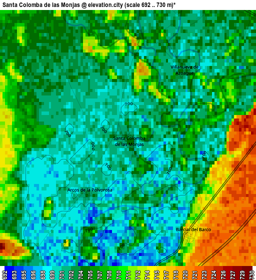 Santa Colomba de las Monjas elevation map