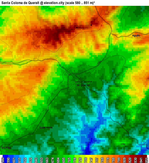 Santa Coloma de Queralt elevation map