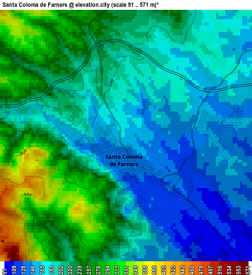 Santa Coloma de Farners elevation map