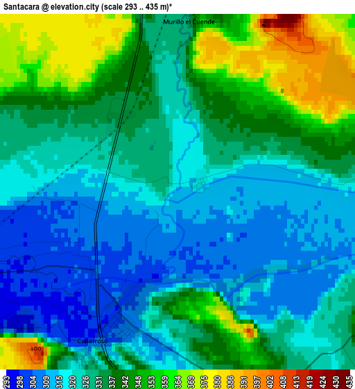 Santacara elevation map