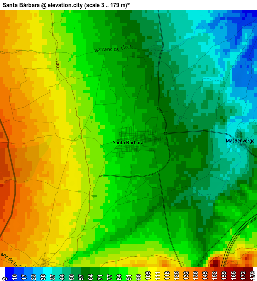 Santa Bárbara elevation map