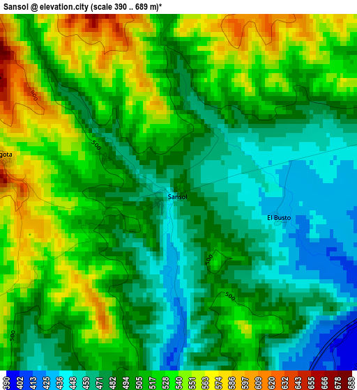 Sansol elevation map