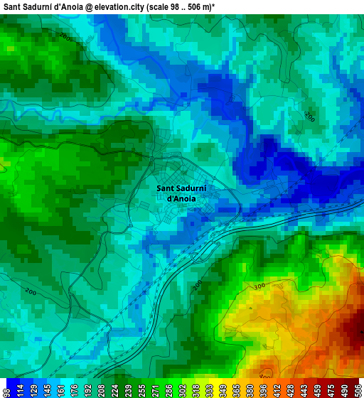 Sant Sadurní d'Anoia elevation map