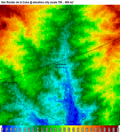 San Román de la Cuba elevation map