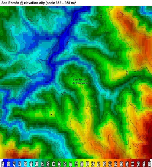 San Román elevation map