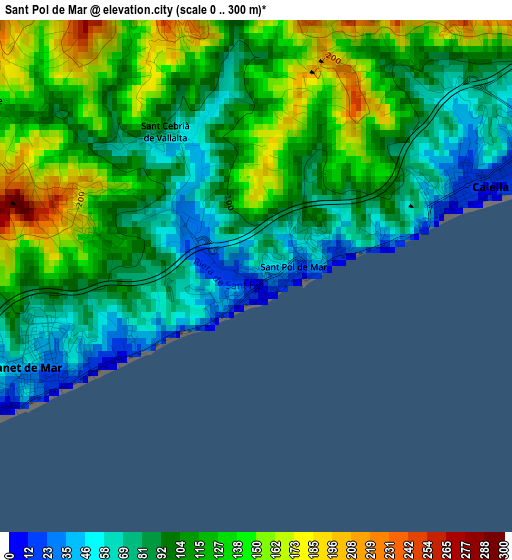 Sant Pol de Mar elevation map