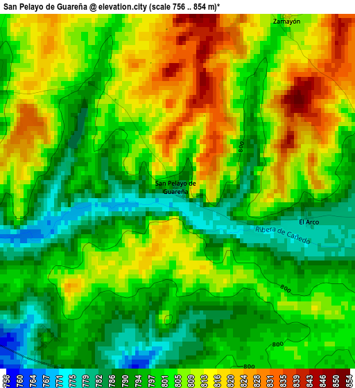 San Pelayo de Guareña elevation map