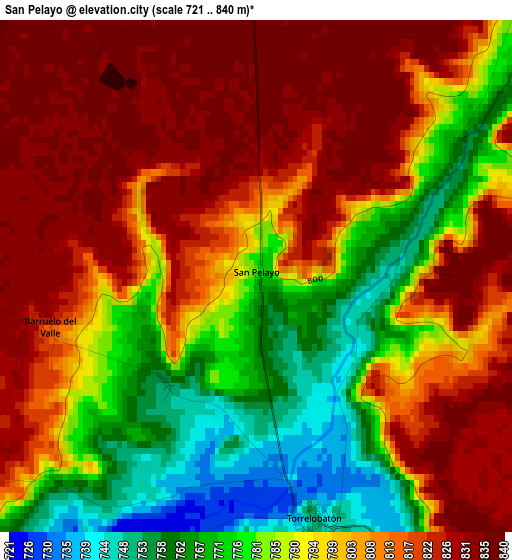 San Pelayo elevation map