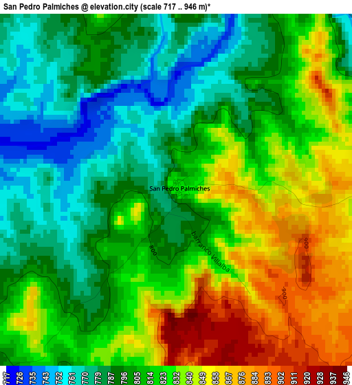 San Pedro Palmiches elevation map