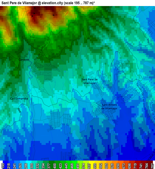 Sant Pere de Vilamajor elevation map