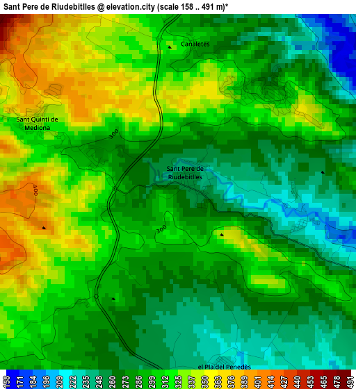 Sant Pere de Riudebitlles elevation map