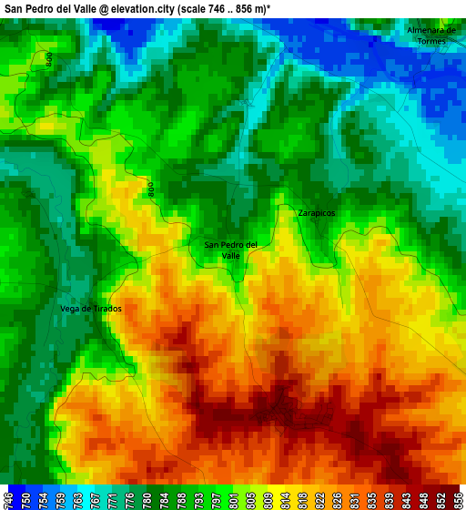 San Pedro del Valle elevation map