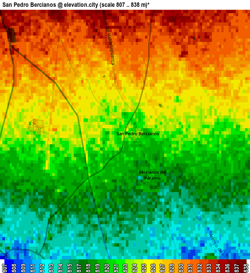 San Pedro Bercianos elevation map