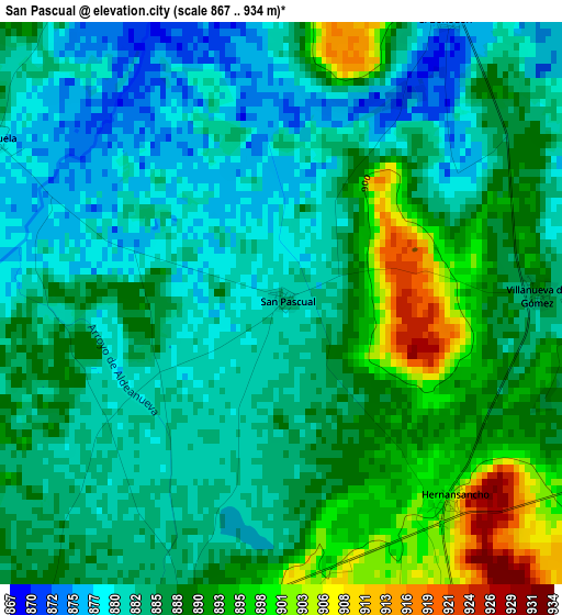 San Pascual elevation map