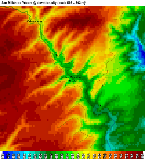 San Millán de Yécora elevation map