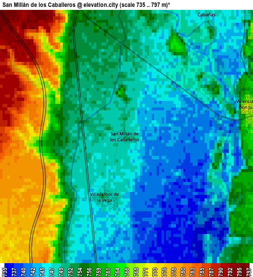 San Millán de los Caballeros elevation map