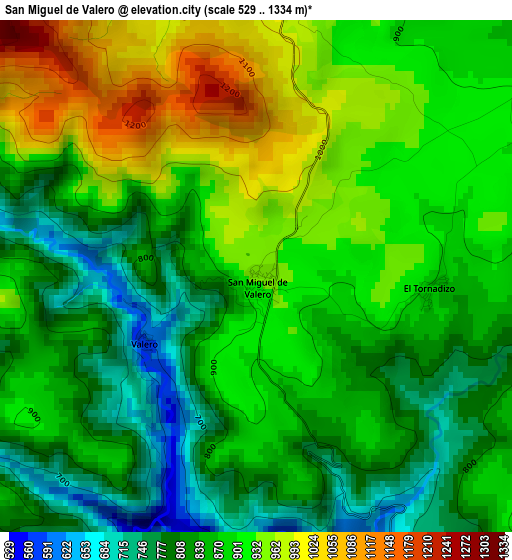 San Miguel de Valero elevation map