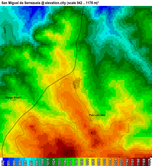 San Miguel de Serrezuela elevation map