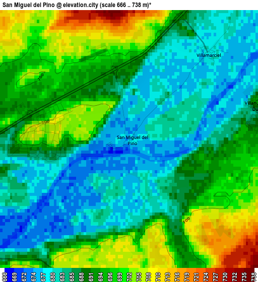 San Miguel del Pino elevation map