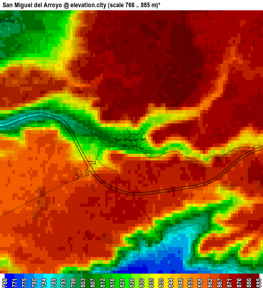 San Miguel del Arroyo elevation map