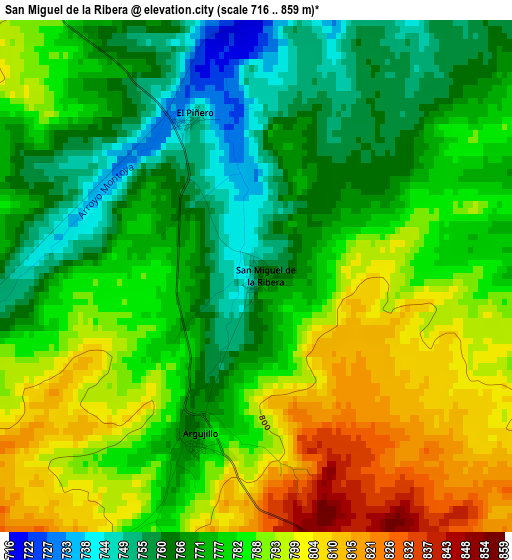 San Miguel de la Ribera elevation map