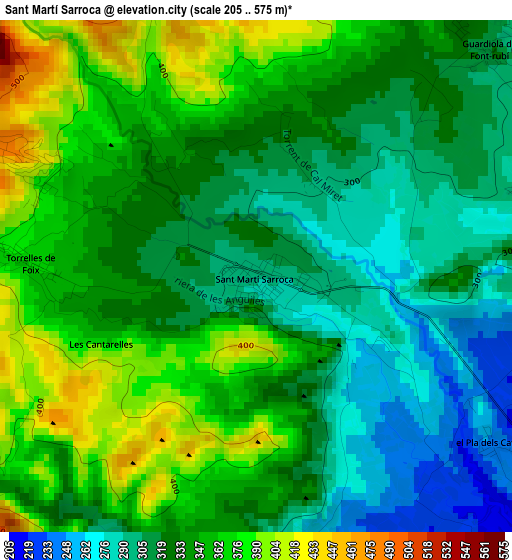 Sant Martí Sarroca elevation map