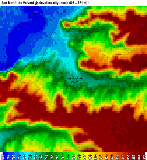 San Martín de Valvení elevation map