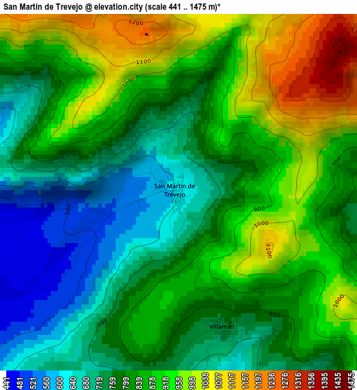 San Martín de Trevejo elevation map