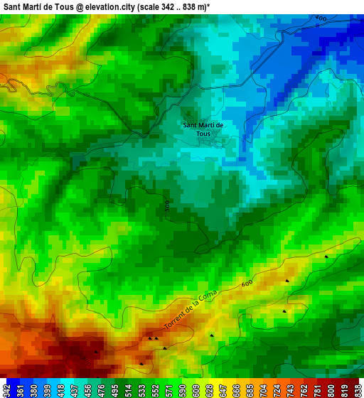 Sant Martí de Tous elevation map