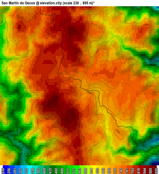 San Martín de Oscos elevation map