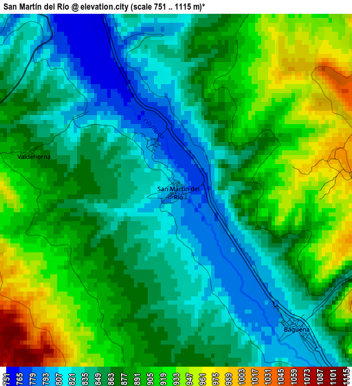 San Martín del Río elevation map